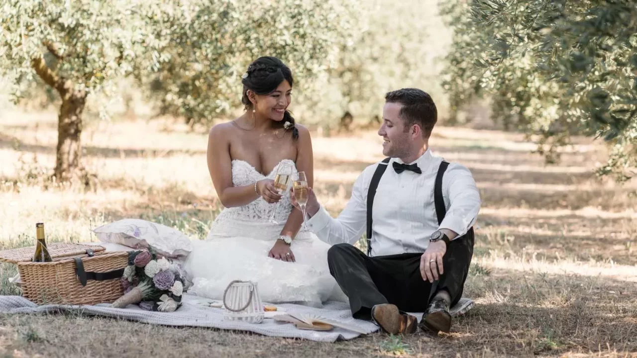 France Elopement Picnic Lunch Champagne Toast
