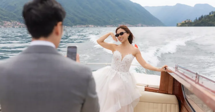 Private Boat Elopement in Lake Como | Italy