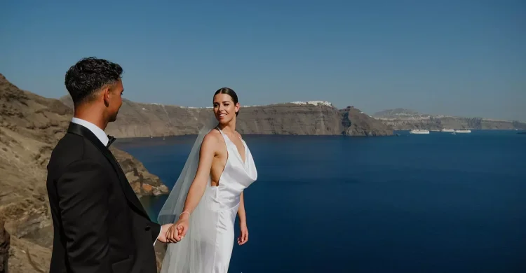 Elopement in Greece | Sunset Dinner in Santorini