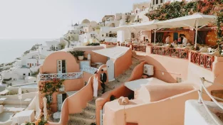Elopement in Greece | Sunset Dinner in Santorini