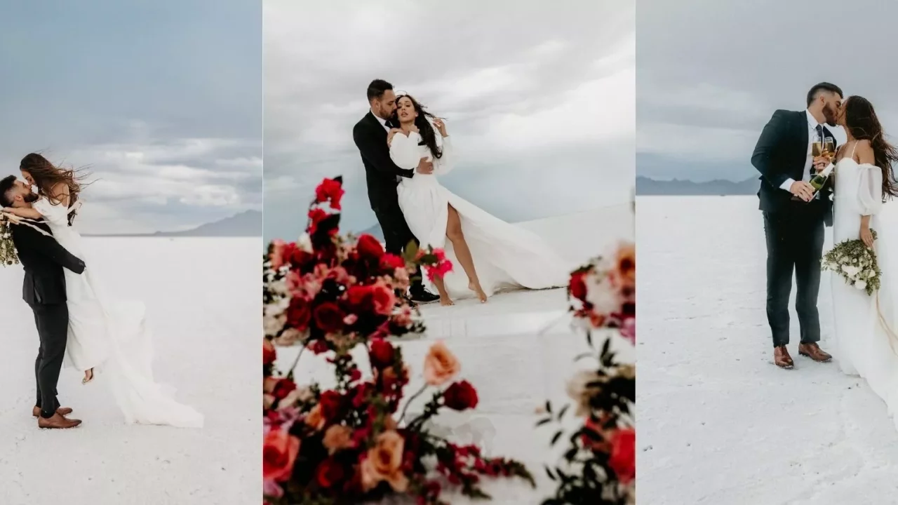 Wedding in Utah Bonneville Salt Flats Elopement Wedding