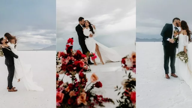 Wedding in Utah Bonneville Salt Flats Elopement Wedding