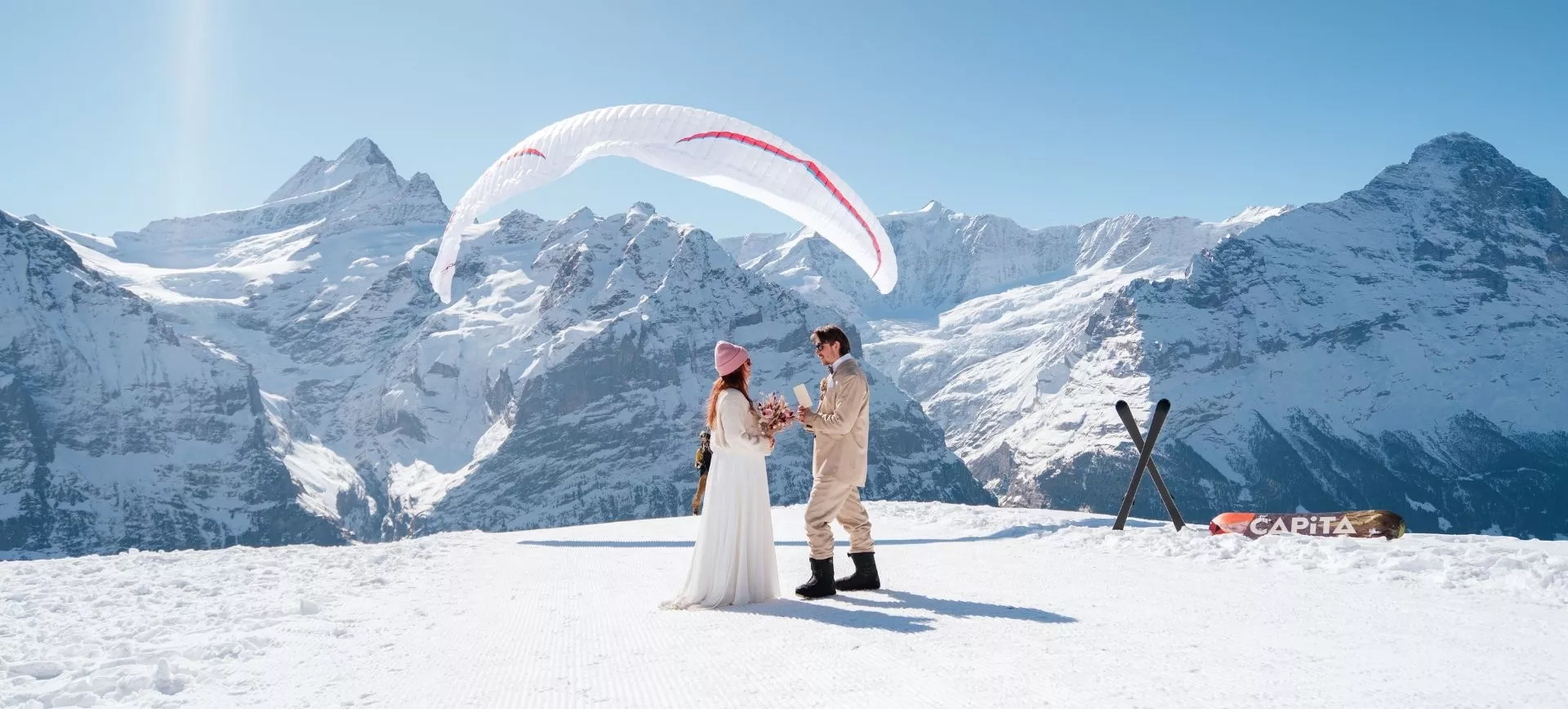 Winter Wedding in Switzerland | Ski and Snowboard Elopement in Grindelwald