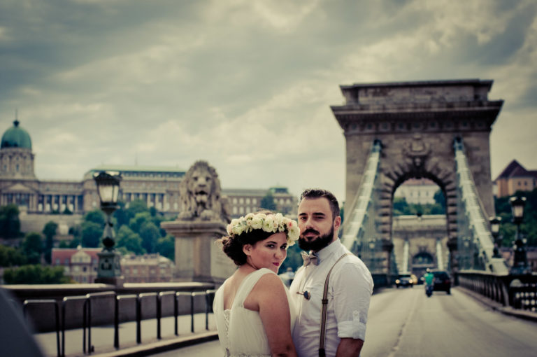 Best elopement and honeymoon place in Europe is Budapest city - super romantic backdrop with Chain brigde