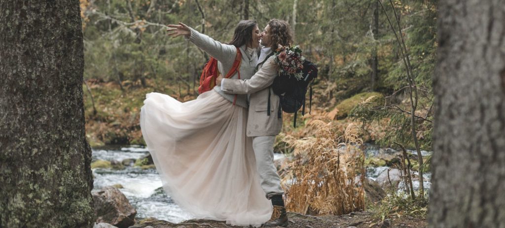 glamping wedding package - get married at a waterfall in sweden