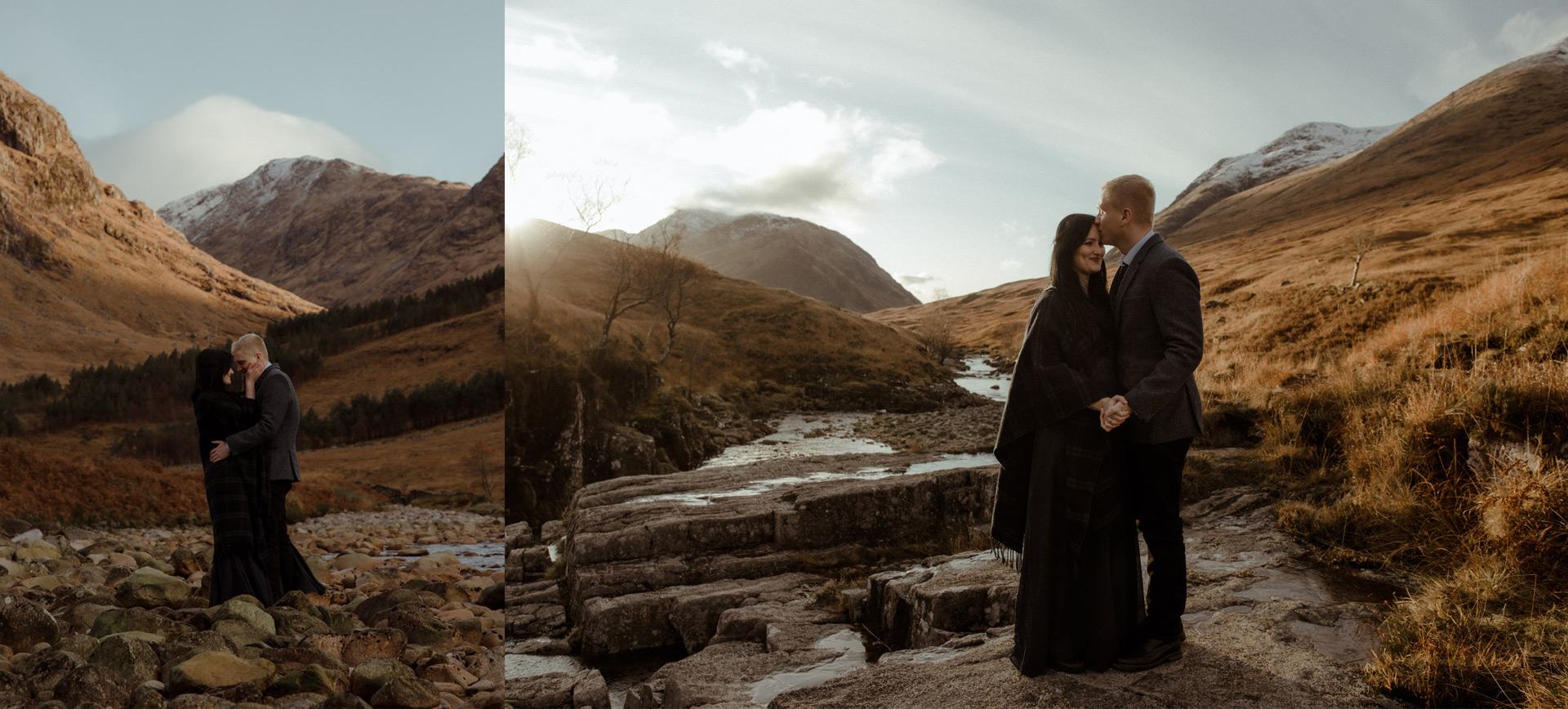glen coe adventure photoshoot - couple in autumn embrace