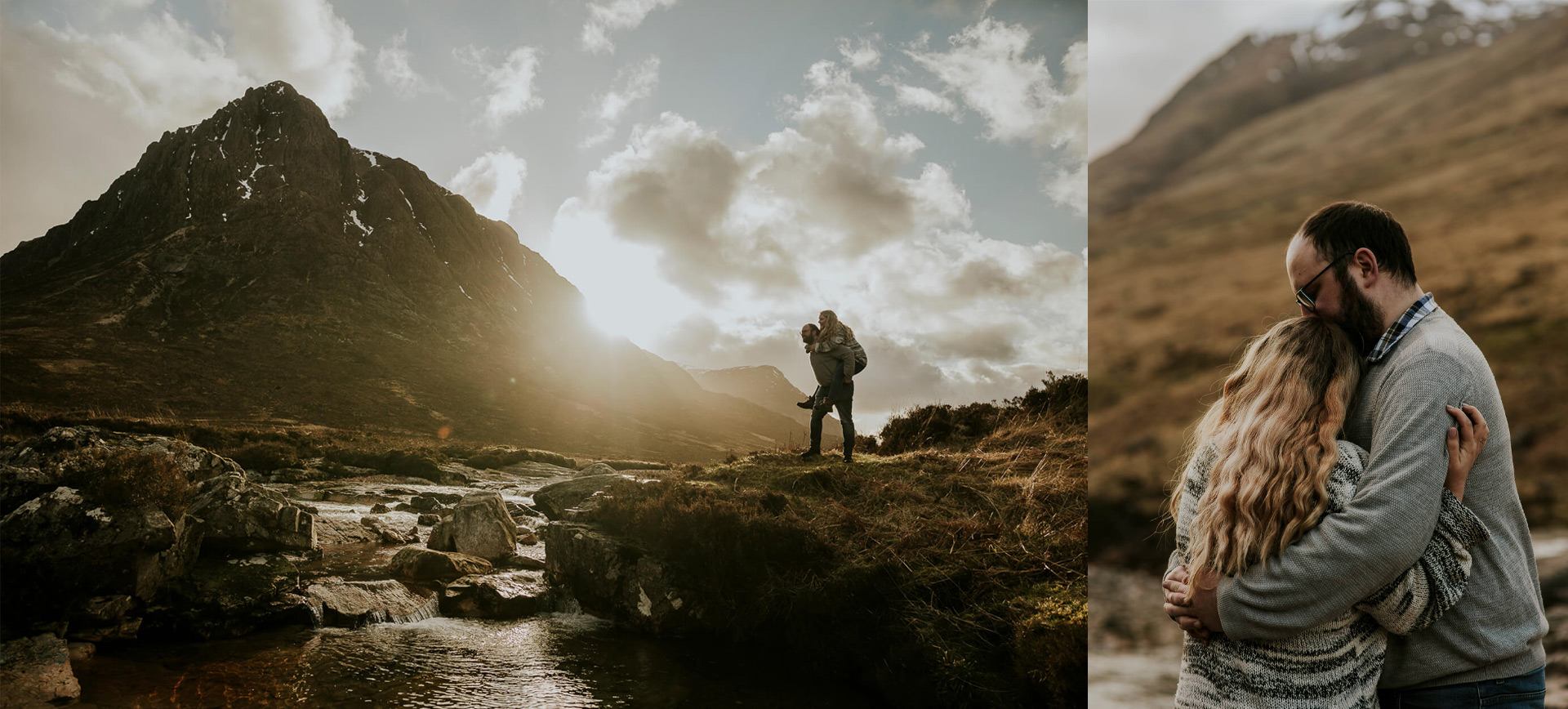 glen coe adventure couple photoshoot - couple in breathtaking scenery of scotland