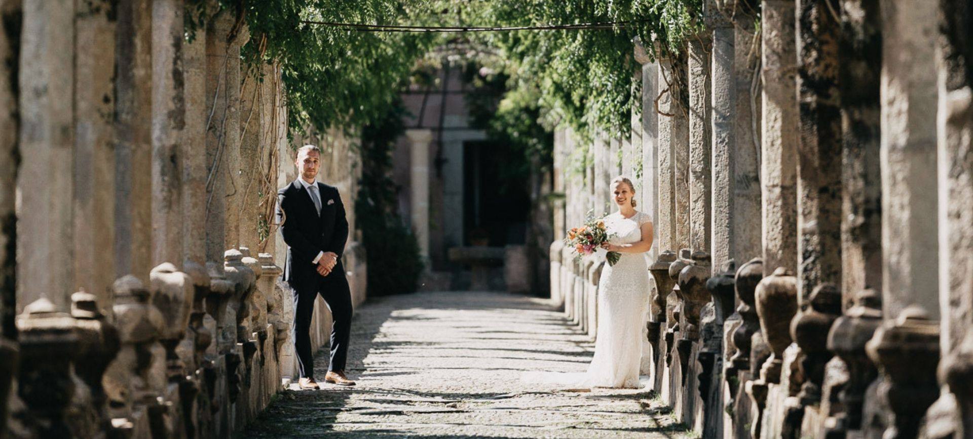 mallorca elopement package - Bride & Groom at their wedding in Jardines de Alfabia