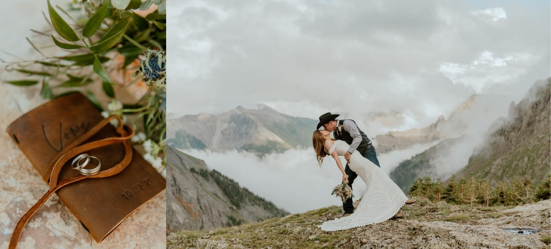 colorado mountain elopement - off road adventure wedding package - bride and groom in breathtaking scenery