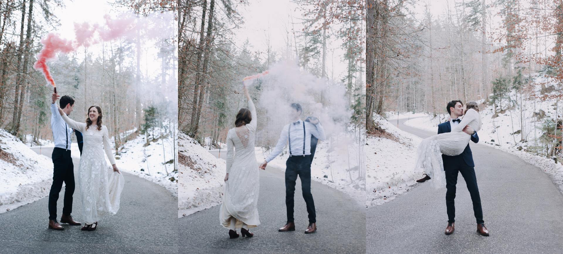 mountain elopement in Germany - bride and groom during portraits