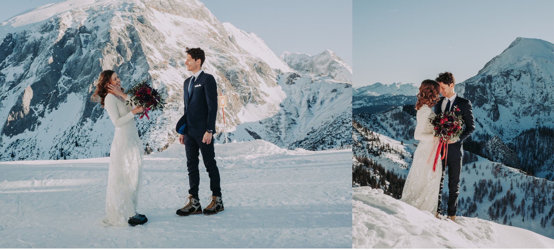 mountain elopement in Germany - Couple at their Alps Adventure Wedding