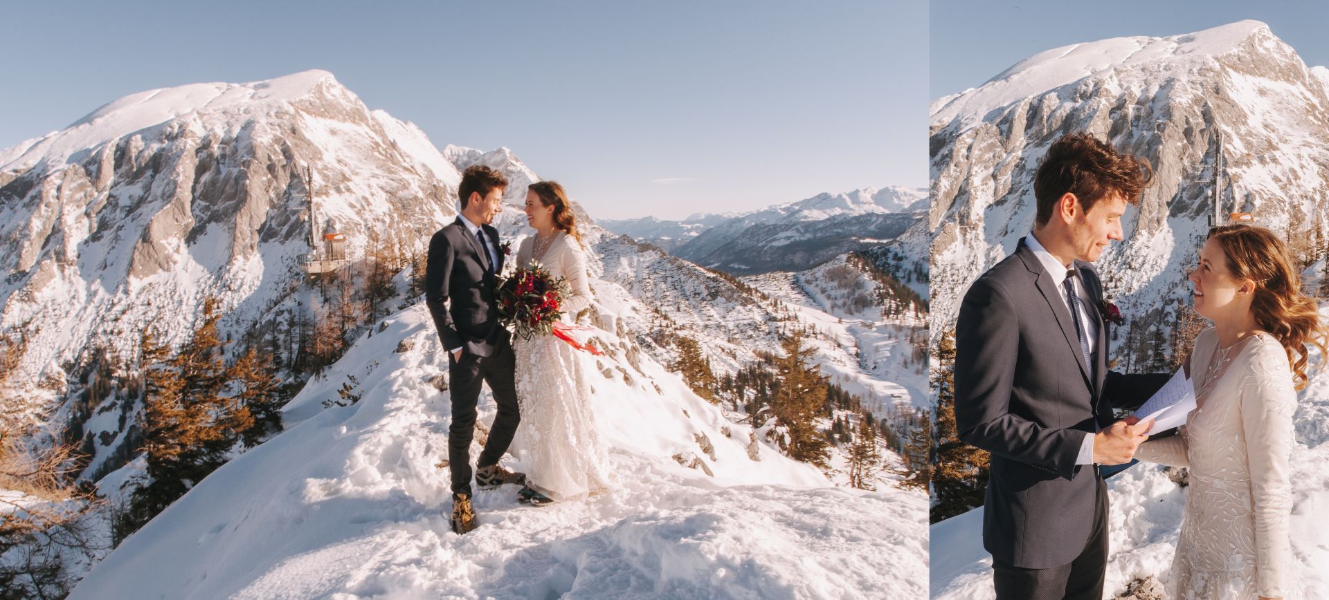 Mountain elopement germany - Sunrise adventure wedding ceremony in Alps near Koenigsee