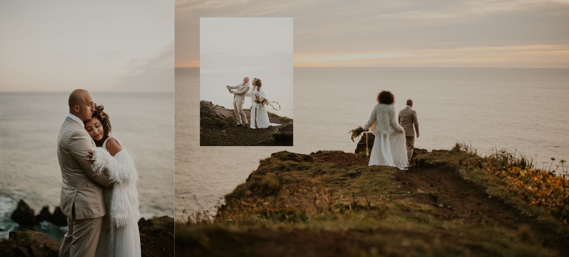 oregon adventure wedding - bride and groom during coast elopement in oregon
