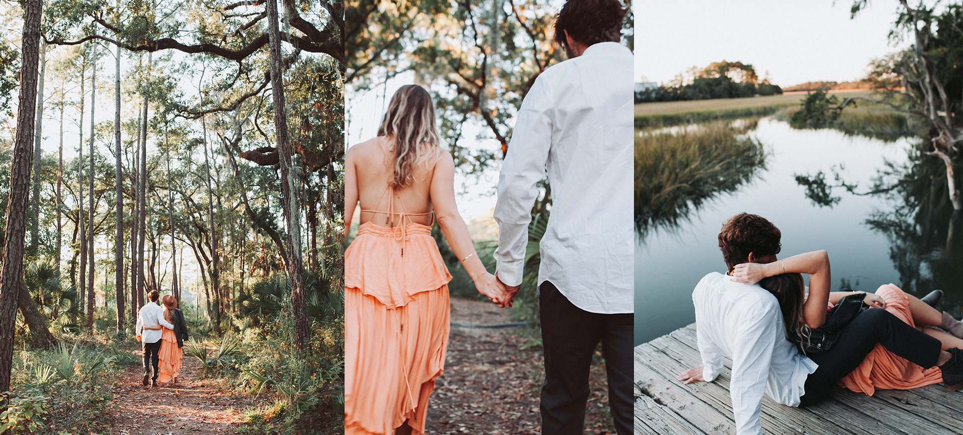 charleston photoshoot - couple in forest and wetland