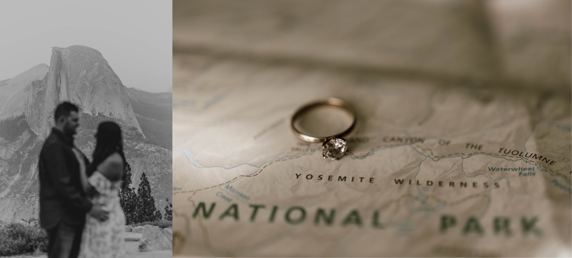 elopement package in yosemite national park - beautiful old map of yosemite with yosemite wedding photo