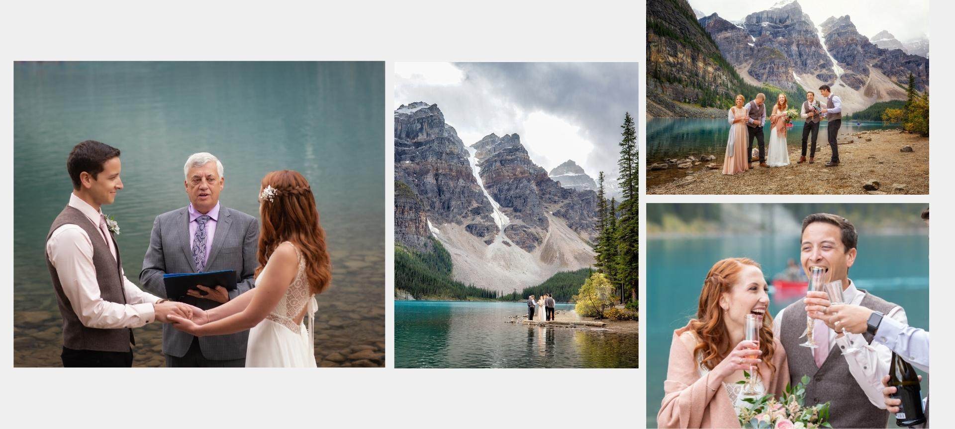 rocky mountains elopement pckage at moraine lake - wedding ceremony at banff national park