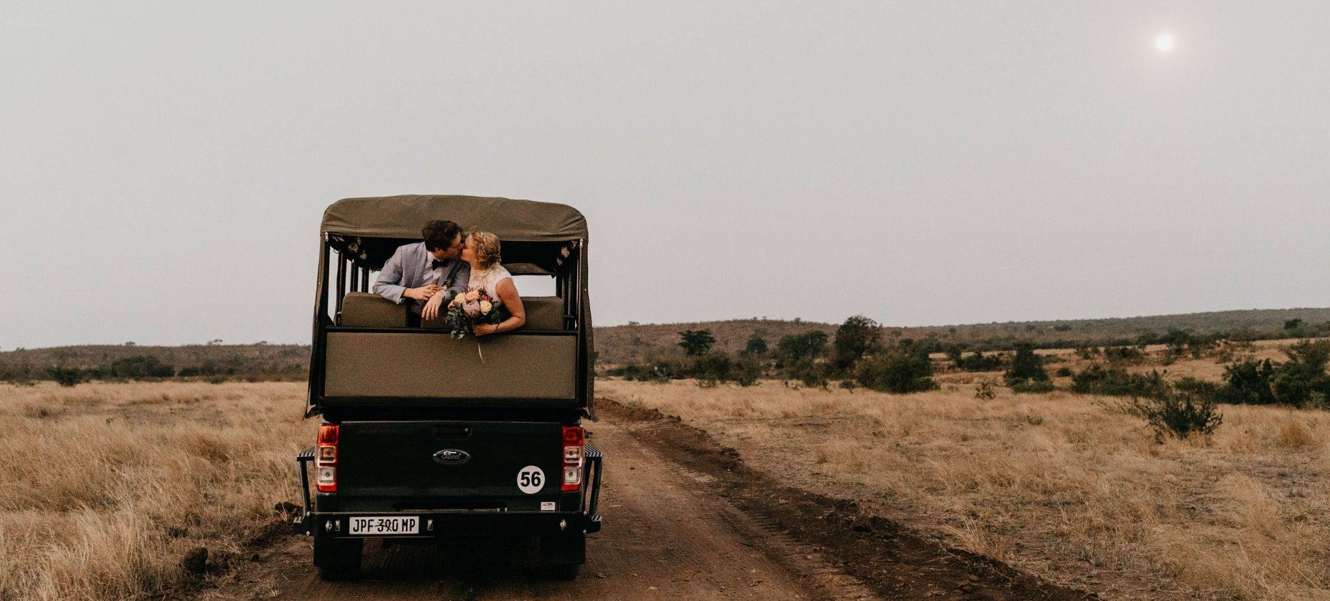 south africa safari elopement wedding package - adventure wedding with jeep