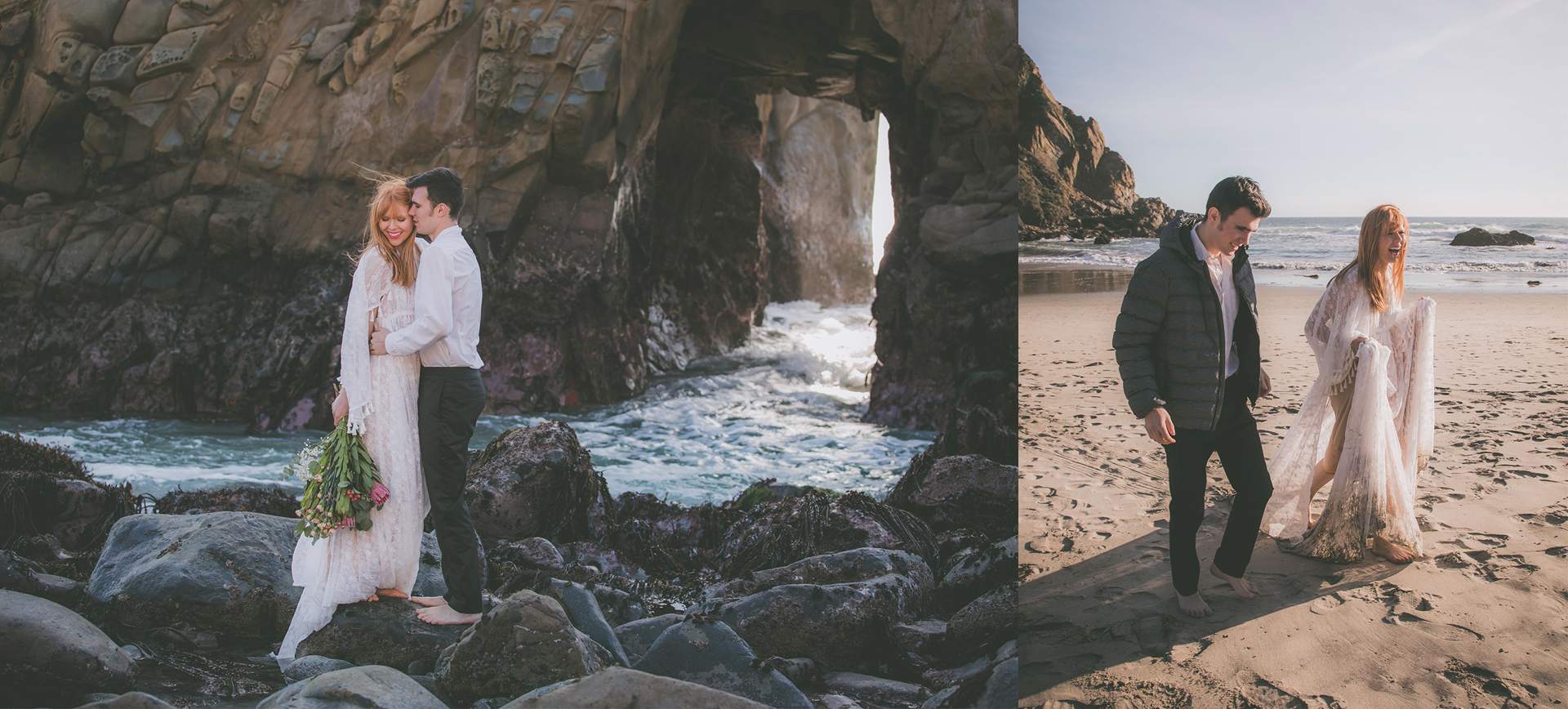 Big Sur Elopement package in California -bride and groom during their wedding photos at the beach