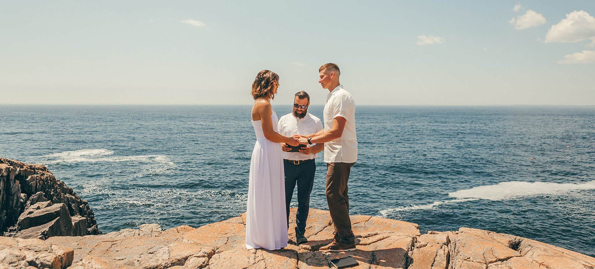 acadia national park wedding - couple booked maine elopement package at the beach