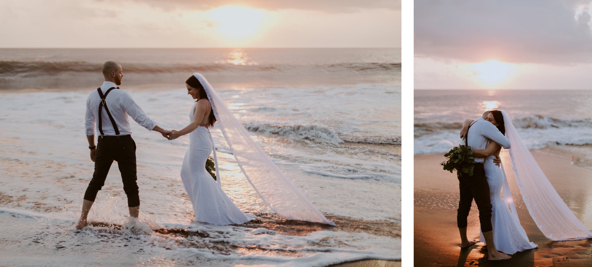 bali beach wedding - sunset photoshoot of bride & groom during their elopement