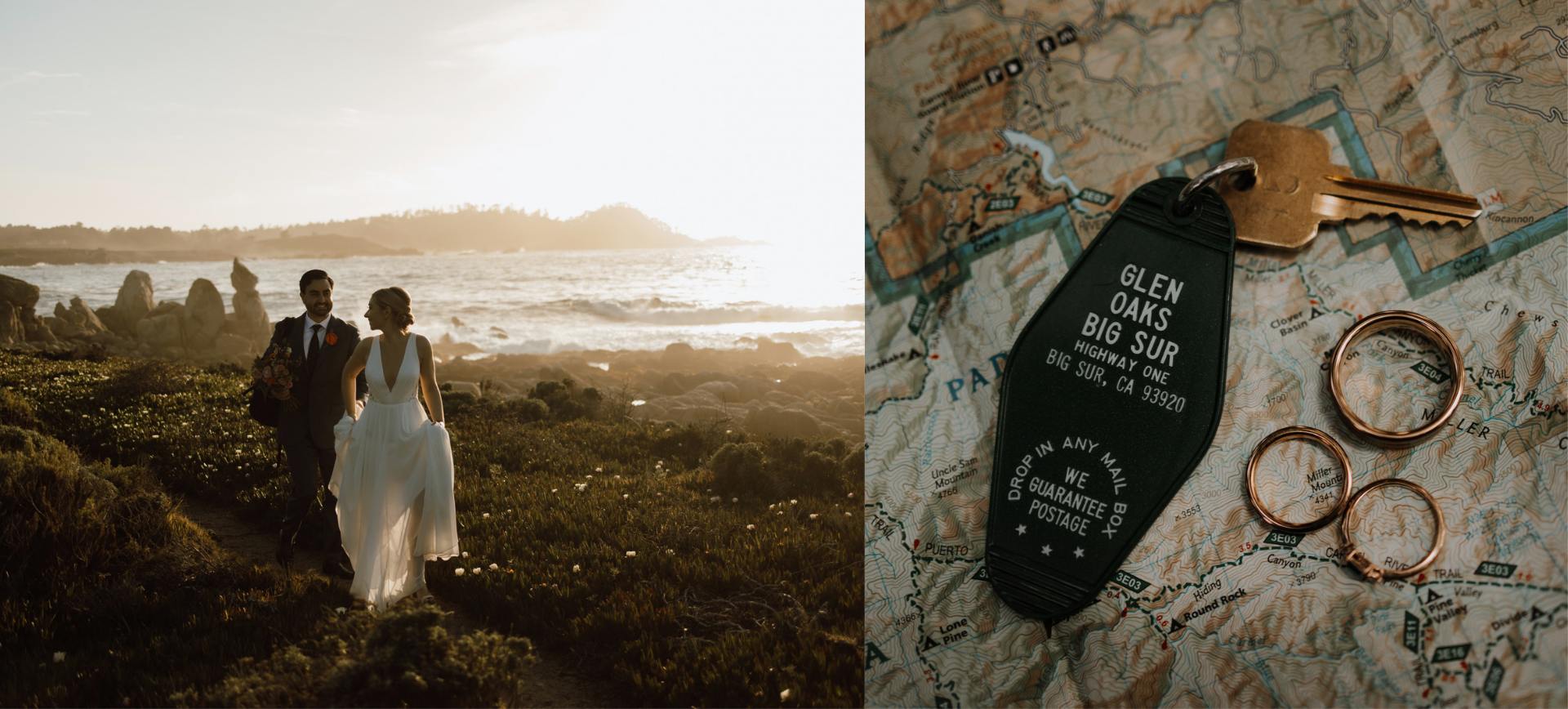 elopement package in California, big sur - wedding photos at the beach + detail shot of wedding rings