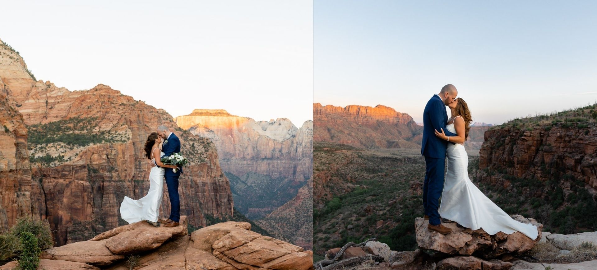 zion national park wedding in utah - bride & groom wedding pictures