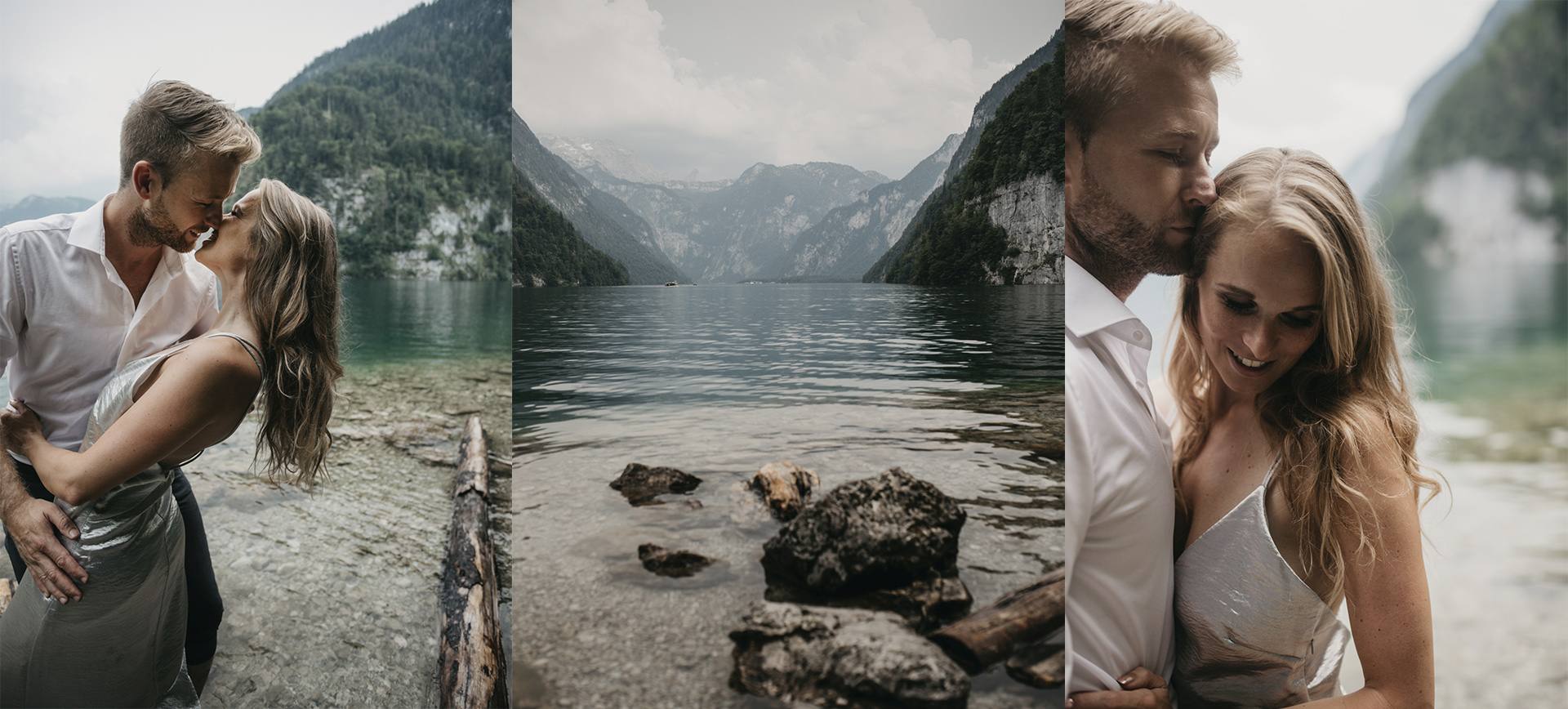 mountain couple photoshoot in germany at lake Königssee