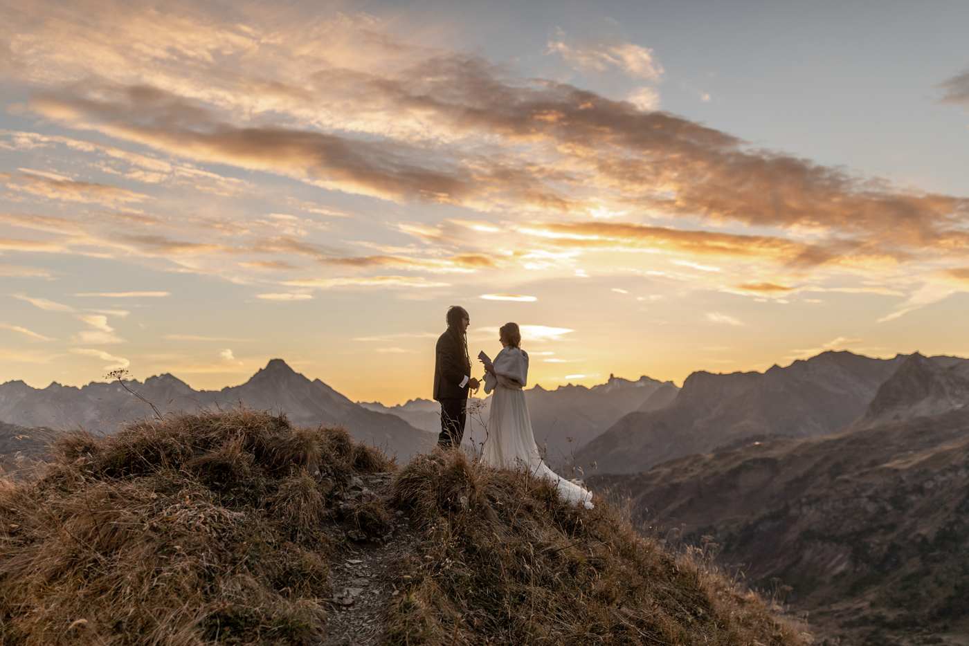 hiking wedding elopement ceremony on mountain top