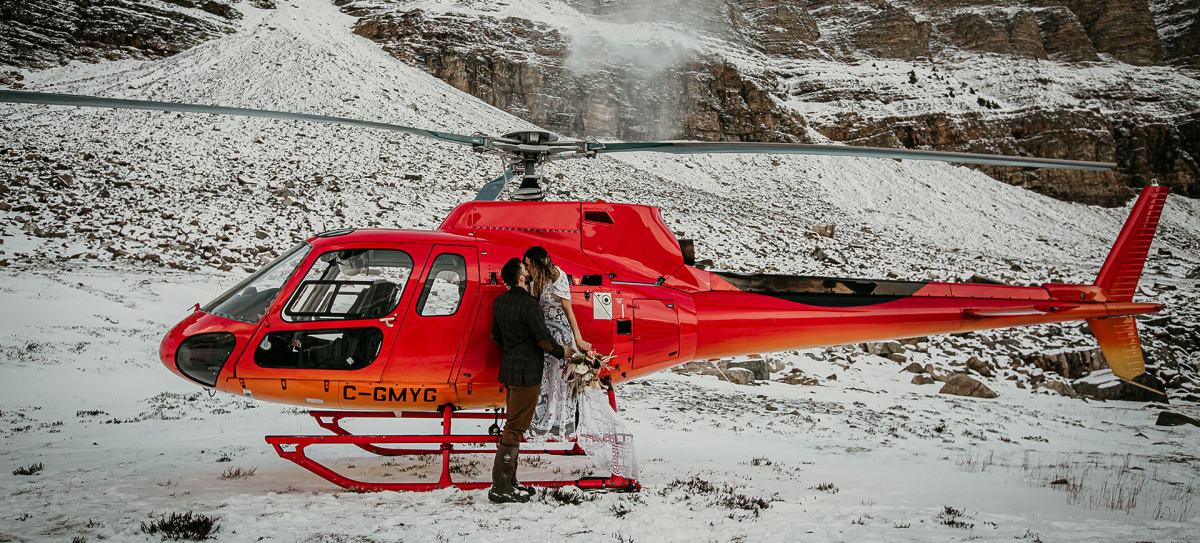 heli elopement package rocky mountains alberta canada